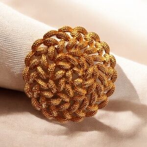 Book Piece - Vintage Monet Brooch in Gold Tone Open Weave